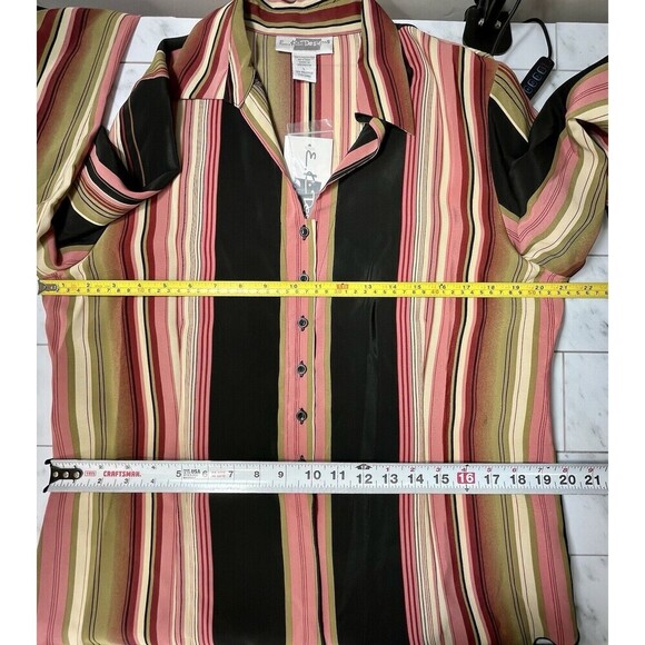 EK Designs Top Women's L Striped Long Sleeve Button Down 70s’ Style Retro*Flaw - Picture 3 of 11